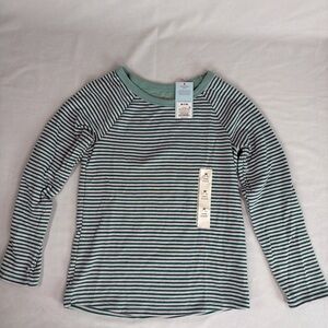 Cat & Jack Girls' Printed Double-Knit Green Long Sleeve T-Shirt